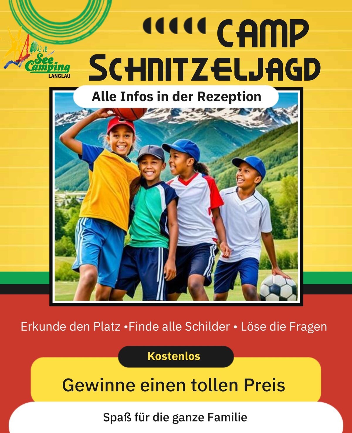 Auf unserem Platz gibt es eine Schnitzeljagt die man zu jederzeit unternehmen kann. Einfach in der Rezeption melden