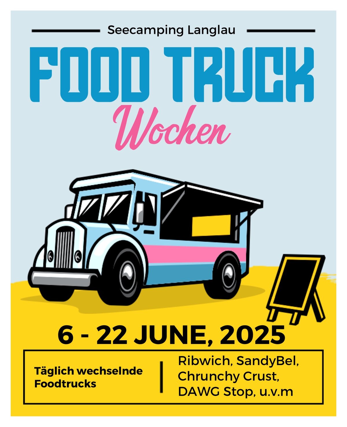 In den bayerischen Pfingstferien gibt es fast täglich wechselnde Foodtrucks bei uns.